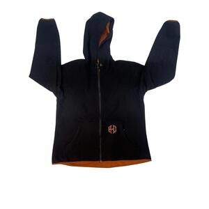 Harley-Davidson Hoodie Womens XL Black Orange Fleece Full Zip Wings Graphic